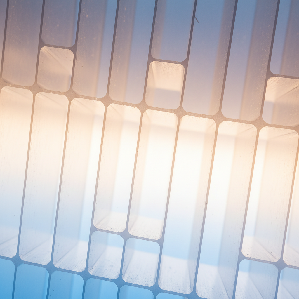 Light diffusing through the internal channels of multiwall polycarbonate sheet